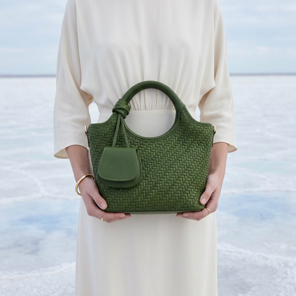Verdant Weave Handbag in Vegan Leather