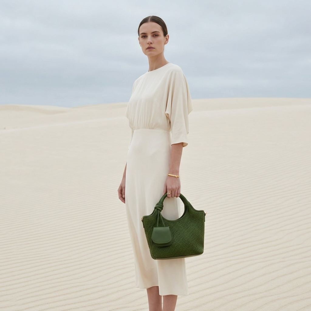 Verdant Weave Handbag in Vegan Leather