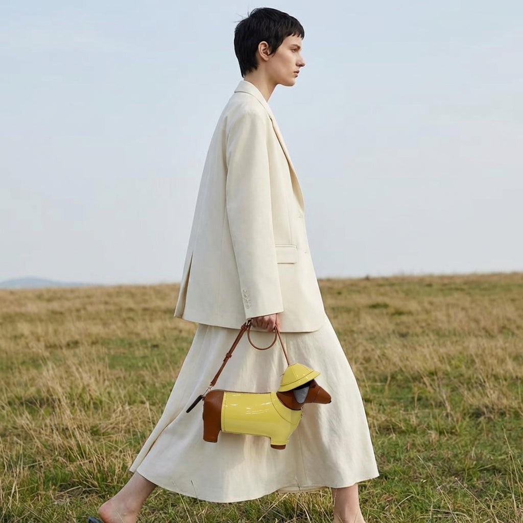 Dachshund Safari Bag in Vegan Leather