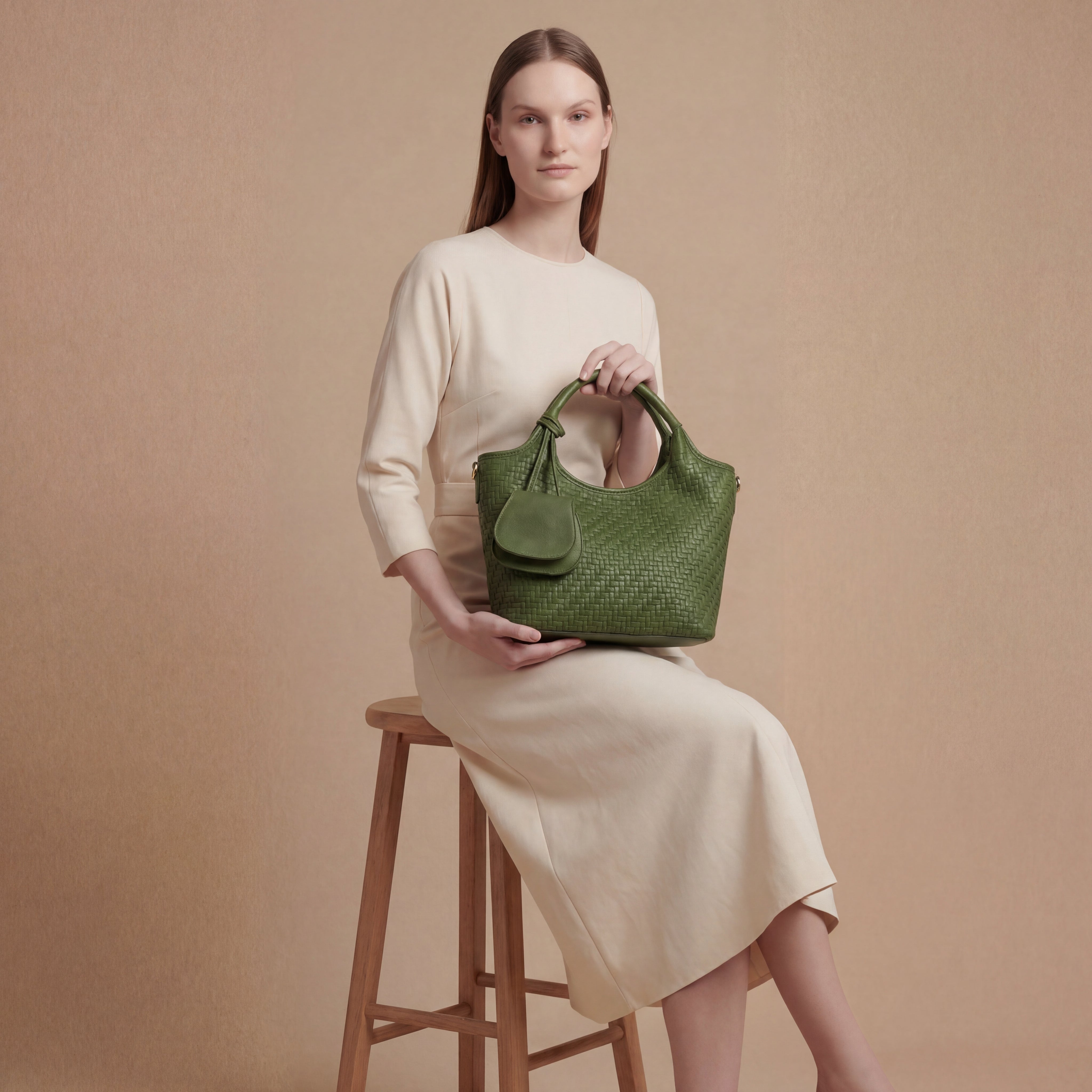 Verdant Weave Handbag in Vegan Leather
