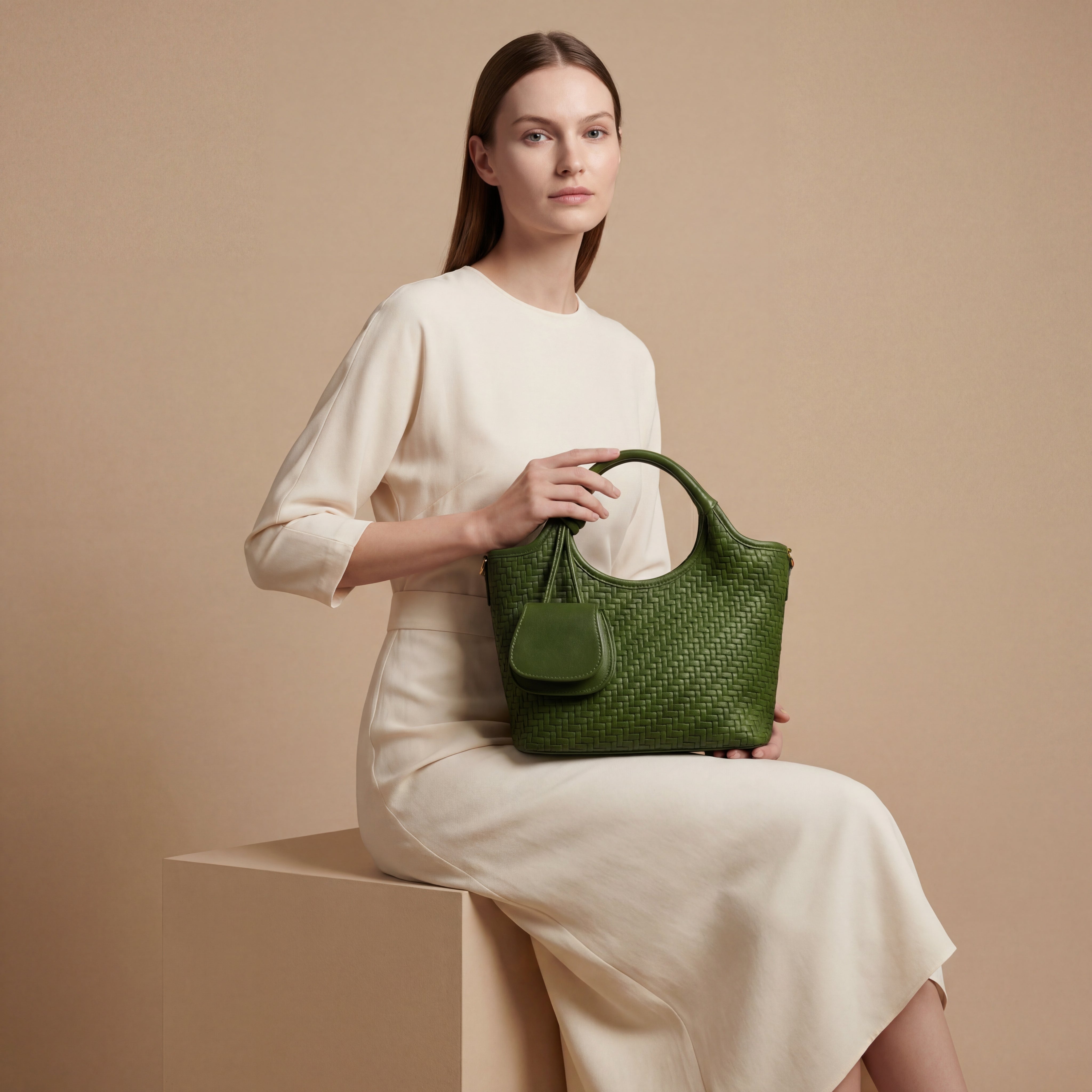 Verdant Weave Handbag in Vegan Leather