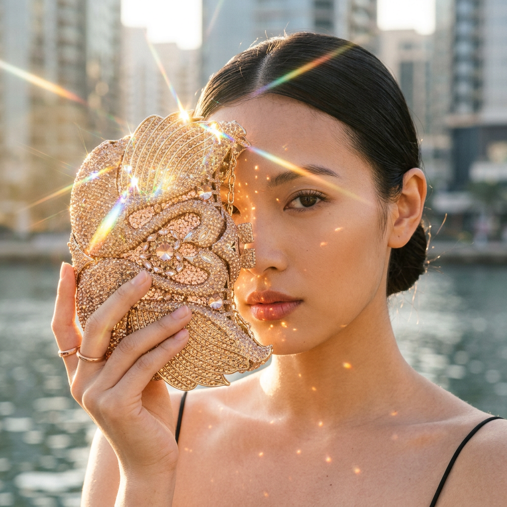 Midnight Swan Crystal Clutch