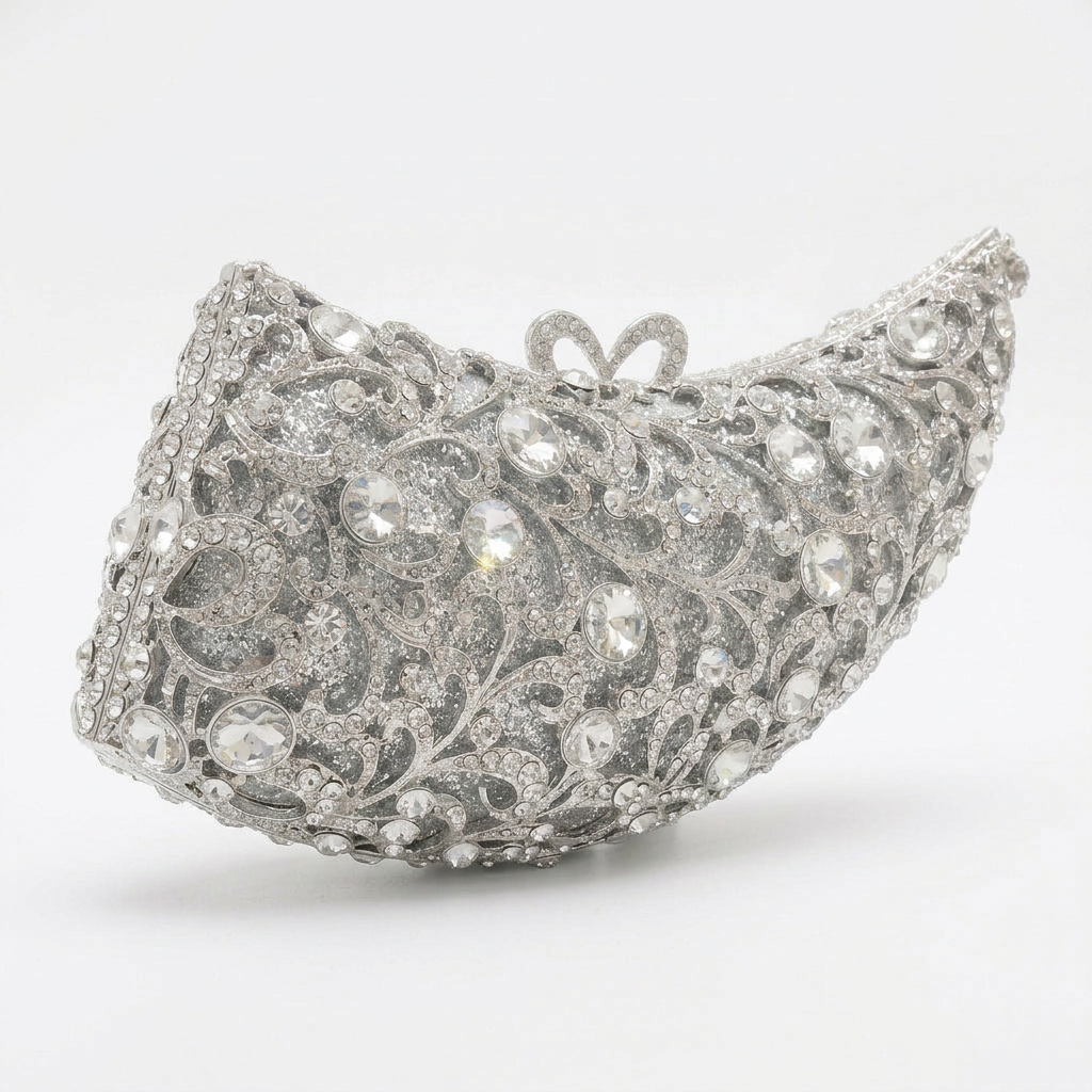Moonbeam Crescent Crystal Clutch
