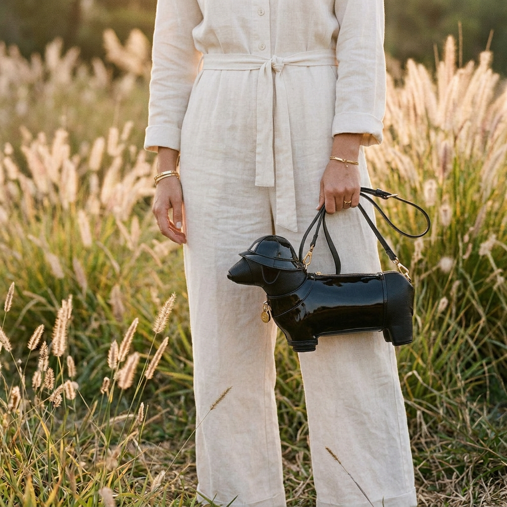 Dachshund Safari Bag in Vegan Leather