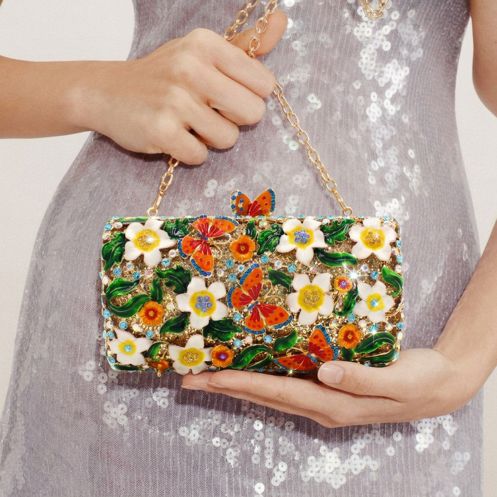 Butterfly Garden Crystal Clutch