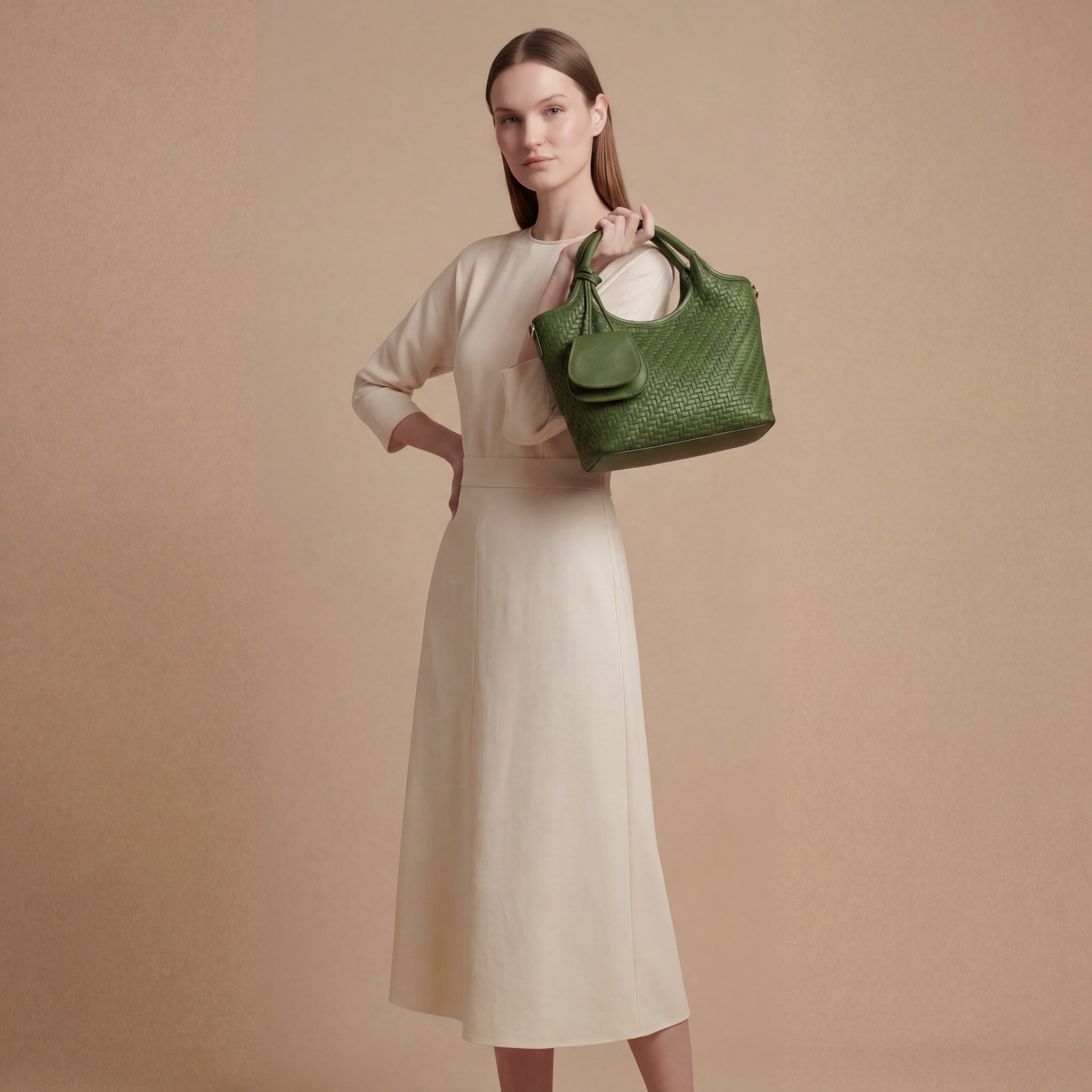 Verdant Weave Handbag in Vegan Leather