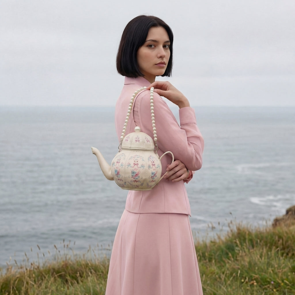 Rosé Teapot Bag in Vegan Leather