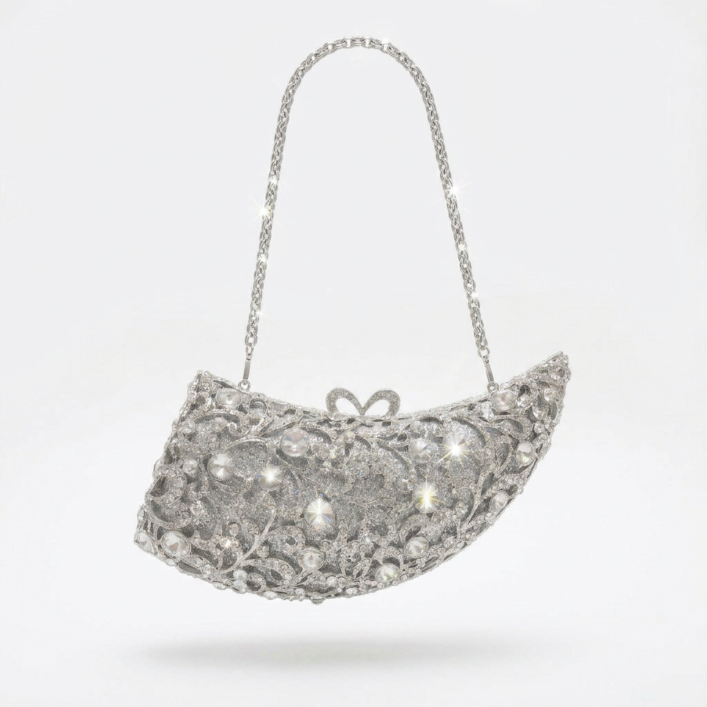 Moonbeam Crescent Crystal Clutch
